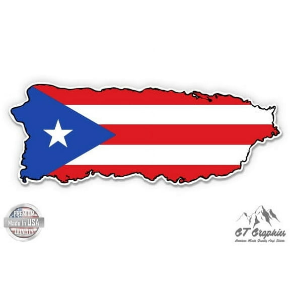 Puerto Rico Flag Map - 3" Vinyl Sticker - For Car Laptop I-Pad Phone Helmet Hard Hat - Waterproof Decal