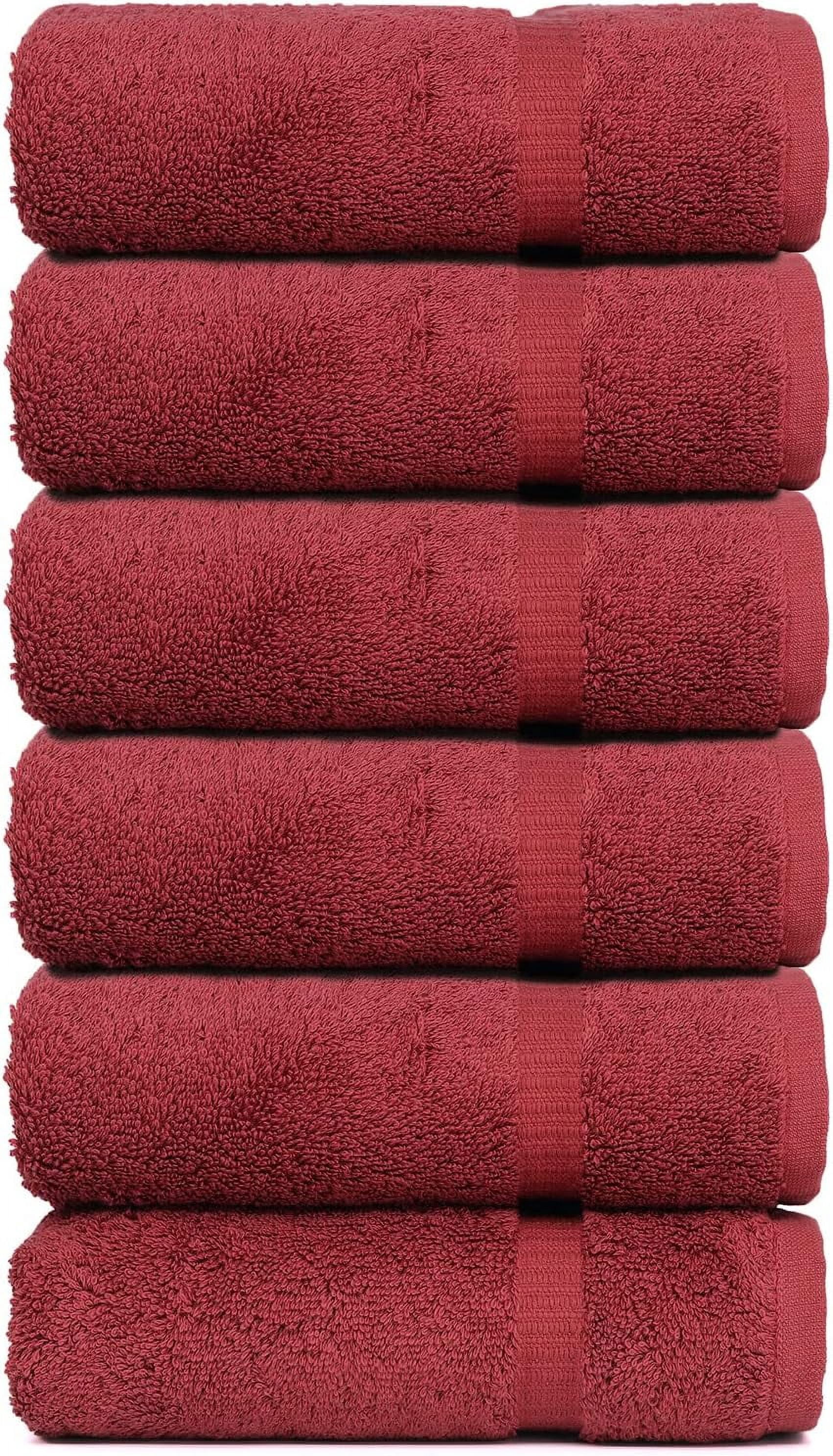 Luxury Hotel &  Collection, 100% Turkish Cotton 700 GSM Cloth, for Body wash, Makeup Remover & Cleaning, Baby, face, Dobby Border Soft washcloths Towel Set 13" X 13", Cranberry, Set of 6