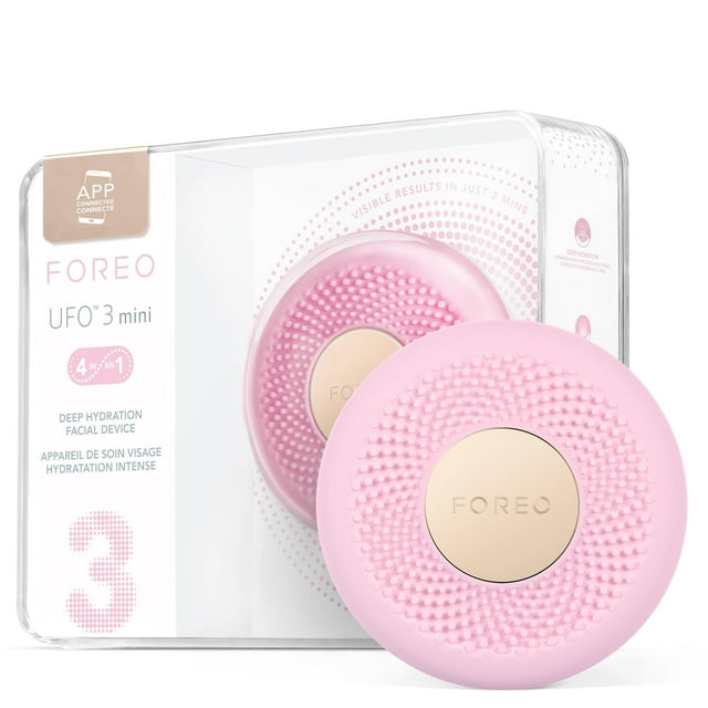 FOREO UFO 3 mini Dispositivo de cuidado de la piel con mascarilla facial 4 en 1 - Hidratante facial - Antienvejecimiento - Luz de espectro completo y luz roja - Calentamiento - Masaje facial - Conecta