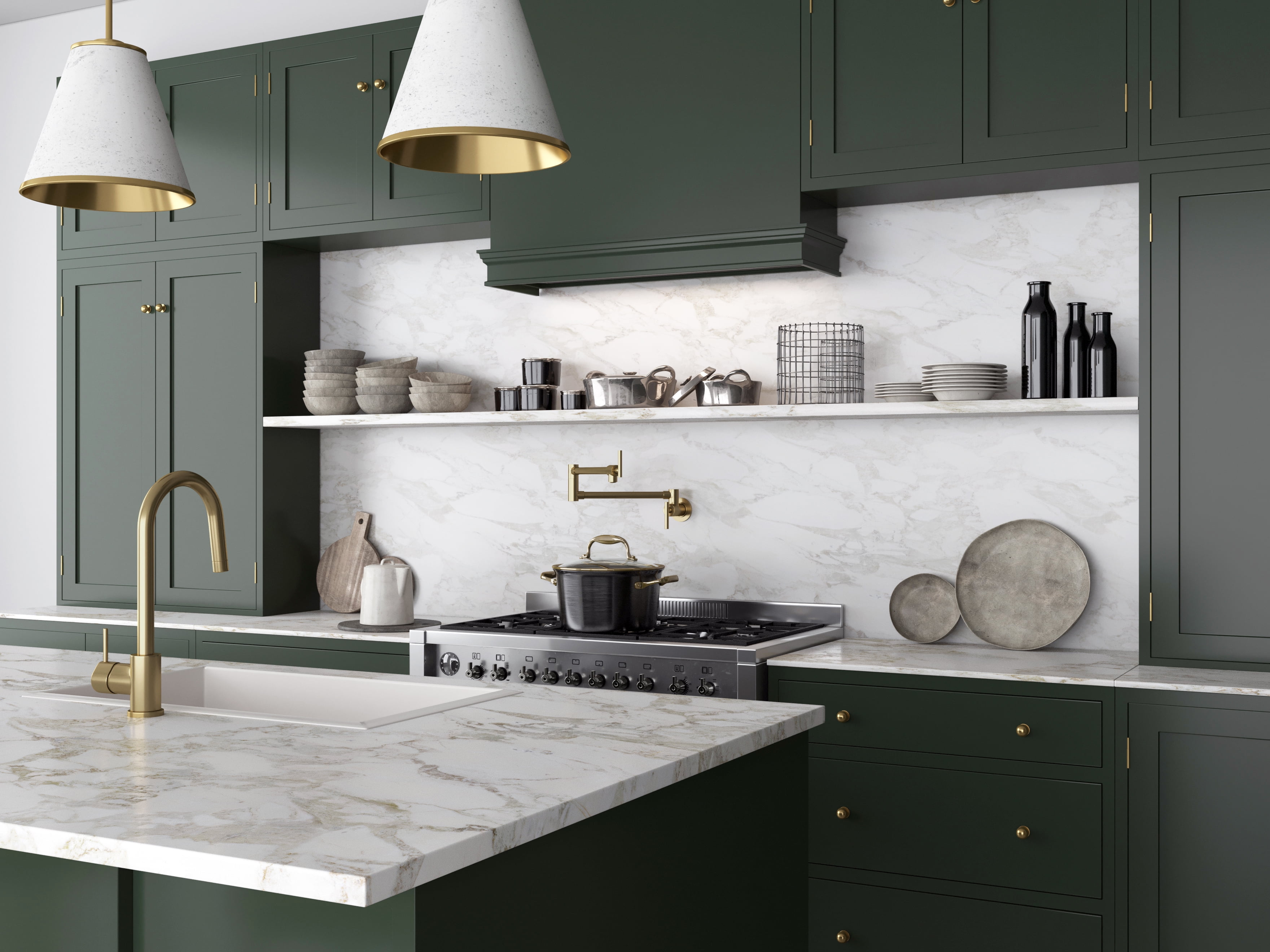 ANZZI Braccia Wall Mounted Pot Filler Kitchen Faucet in Brushed Brass