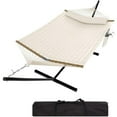 thumbnail image 1 of Ensemble de Hamacs pour 2 Personnes à Cadre en Acier avec Support, Capacité Robuste de 450 Lb, Conception en Polyester Matelassé et Filet, Comprend un Sac de Rangement - pour Cour Arrière, Patio, Camping, Beige, 1 of 7