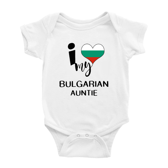 I Heart My Bulgarian Auntie Bulgaria Love Flag Baby One-Pieces (White, 3-6 Months)