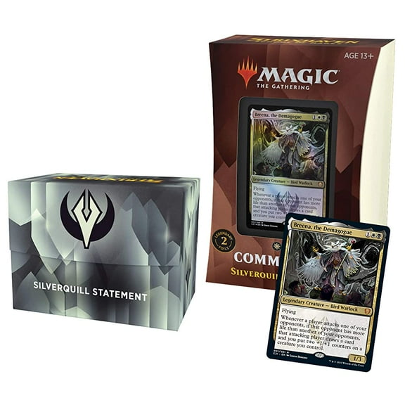 Magic The Gathering Strixhaven Commander Deck – Silverquill Statement (Black-White), 13  years