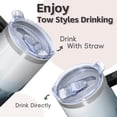 thumbnail image 4 of Insulated 20oz Stainless Steel Tumbler With Handle Double Wall Vacuum Leak Proof Geometric Print Cup With Straw Lid, 4 of 5