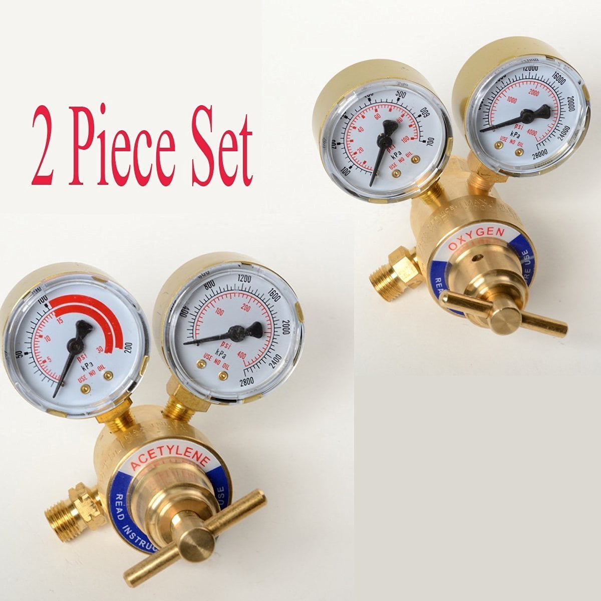 2PC Set Acetylene And Oxygen Regulators Dual Gauge Cutting Torch