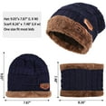 thumbnail image 2 of GRNSHTS Toddler Kids Boys Girls Winter Warm Fleece Lined Knit Beanie Hat Cap and Scarf Set Navy Blue, 2 of 10
