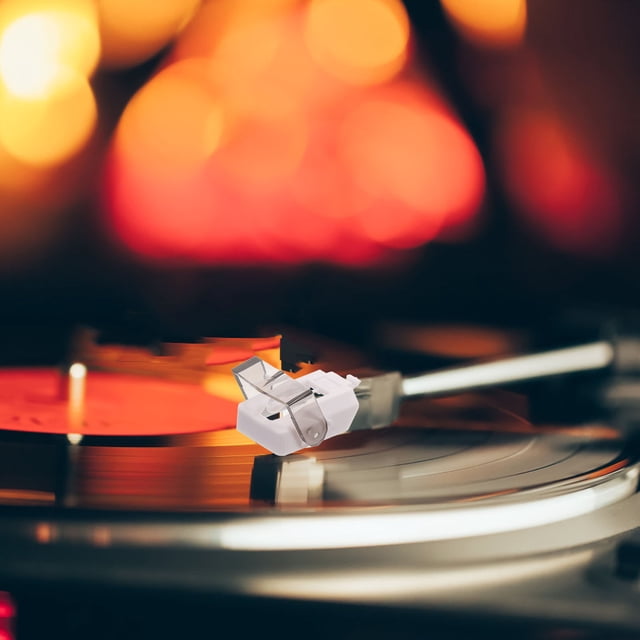 OUNONA White Plastic Record Player Needle for Phonograph Compatible with Vintage Turntable Replacement