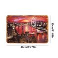 thumbnail image 2 of Pintura rectangular de hierro con placa de metal vintage, atardecer, vista a la ciudad, 40 x 30 cm, 2 of 9