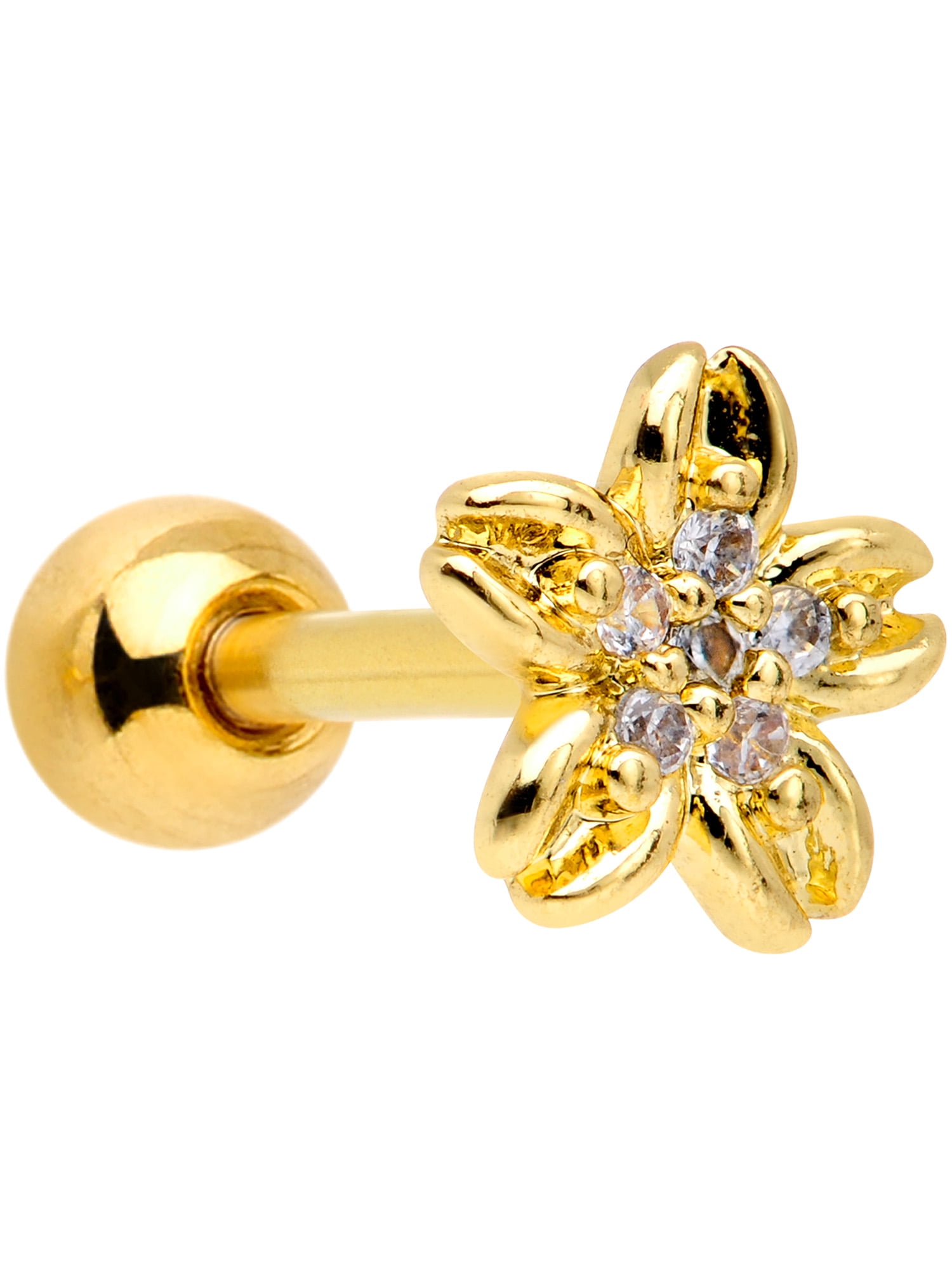 Body Candy Body Candy 16G Womens Plated Steel Clear Accent Center