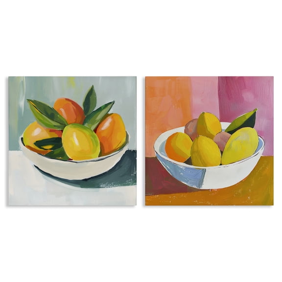 Stupell Industries Fresh Fruits in Bowl Food & Beverage Painting Wrapped Canvas Canvas Art Print Wall Art, 17 x 17, Set of 2
