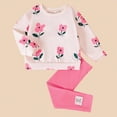 thumbnail image 2 of yboeqw Toddler Baby Girl Fall Winter Clothes Graphic Print Long Sleeve T-Shirt Pants Set 2 Piece Girl Outfit Sets 9 12 Months 2t 3t,Size 9-12 Months, 2 of 8