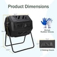 thumbnail image 3 of ZENY 43 Gallon Easy-Turn Dual Chamber Compost Tumbler, Outdoor Rotating Bin for Fast Composting, Black, 3 of 13