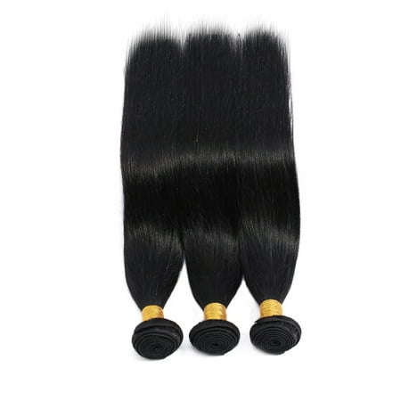 S-noilite Straight Brazilian hair Bundles with Closure 100% Unprocessed Human Hair Bundles Natural Black Color Unprocessed Virgin Bundles (Best Virgin Hair Closures)