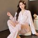 thumbnail image 1 of Pijama de terciopelo dorado para mujer, ropa de hogar ligera y de lujo, traje de terciopelo dulce, 1 of 4