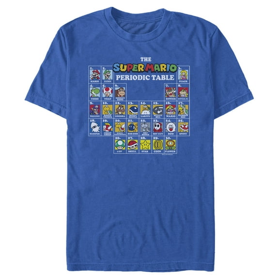 Men's Nintendo Super Mario Periodic Table Graphic Tee Royal Blue Medium