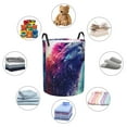 thumbnail image 4 of Balery Starry Multicolored Wolf Cesta de ropa redonda con asas, impermeable, independiente, para ropa, juguetes, dormitorio y familia-Small, 4 of 6