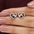 thumbnail image 5 of Rosec Jewels 1/4 CT Bezel Set Heart Shape Black Spinel Paw Stud Earrings with Moissanite, 14K White Gold, 5 of 7