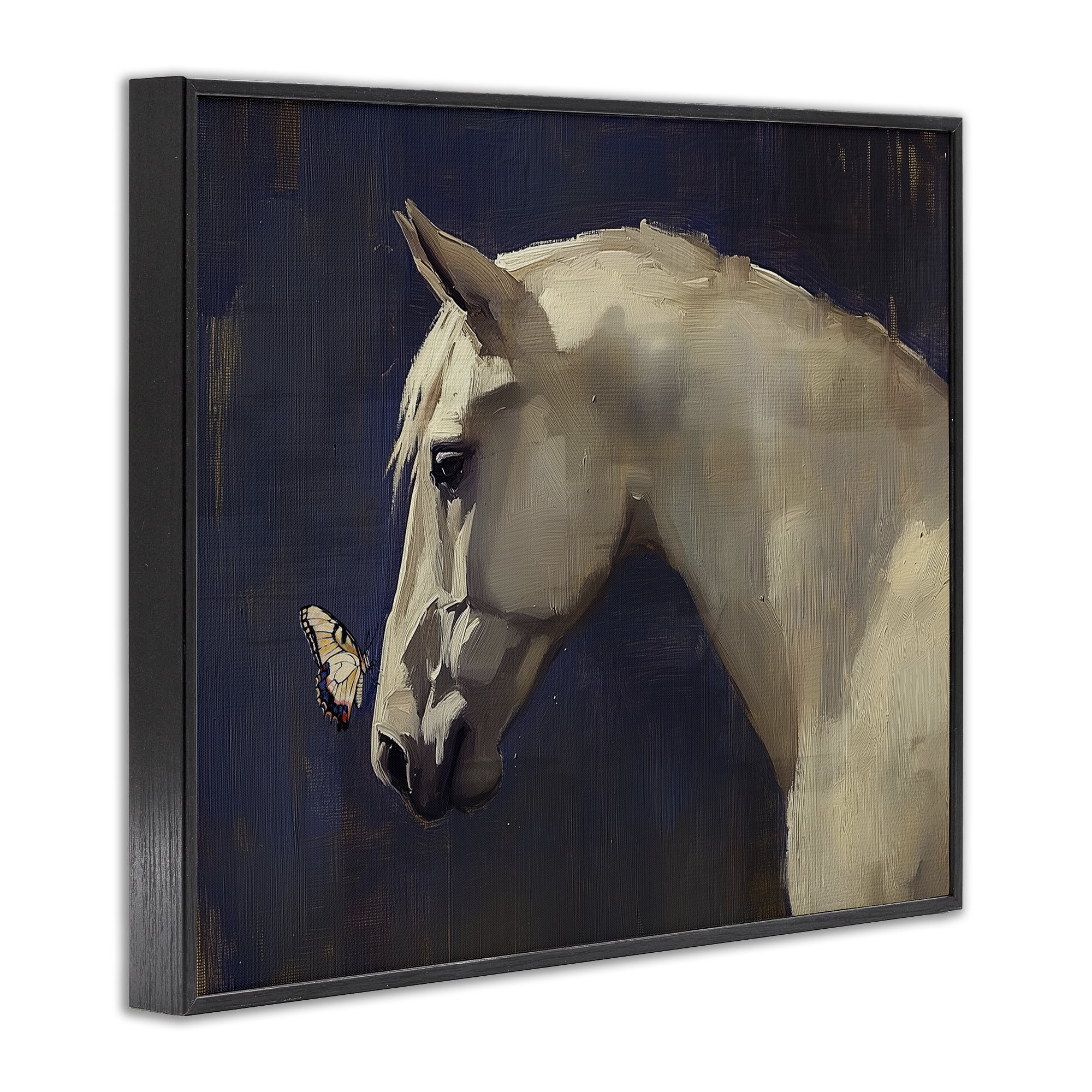 Stupell Industries Peaceful Meeting Horse & Butterfly Black Framed Giclee Art, design by Svetlana Aleynikova