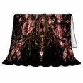 thumbnail image 2 of Rose Framed Cameo With Bows and Crescent, Soft Flannel Blanket with Victorian decorative motif Ornament Print, Housewarming Gift and Home Decor for Bedroom and Living Room, 2 of 7