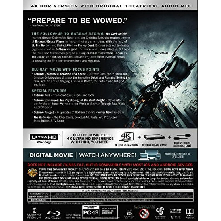  Batman Begins 4K UHD Blu-ray / Blu-ray, Christopher Nolan's, NON-USA Format