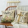 thumbnail image 6 of Happy Easter Eggs Bunny Decorative Throw Pillow Cover 16x16 Set of 4, Religious Rejoice Rabbits Carrot Flower Blessings Outdoor Pillowcase, He is Risen Cross Floral Cushion Case Home Decor, 6 of 6