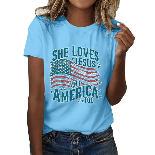 WEIYLL T-Shirts pour Femmes Manches Courtes Col Rond Été Imprimé Graphique Bleu Clair Tailles TTTG
