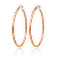 thumbnail image 5 of 14K Solid Rose Pink Gold 2mm Tube Round Large Hoop Earrings, 5 of 10