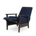 thumbnail image 3 of 24.75'' Mid Century Modern Accent Push-back Recliner Chair for Living Room, High Back PU Upholstered Armchair with Footrest, Solid Wood Frame Leisure Sofa Chair for Adults, Navy Blue, 3 of 7