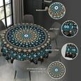 thumbnail image 4 of Mandala Black Blue Colorful Waterproof Picnic Patio Party Round Table Cloth Cover Decorations Fabric 60 Inch Circular Tablecloth for 20-47 Inch Home Dining Room Kitchen Decor, 4 of 5
