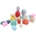 thumbnail image 3 of 22 Uds. Juego de apilamiento de piedra de bloques de construcción de piedra de colores de madera combinación de juguetes educativos para niños 6, 3 of 14