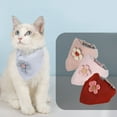 thumbnail image 2 of Dogs Cats Bandana, Fashion Cute Flower Decoration Plaid Pattern Adjustable Elegant Soft Cotton Pet Collar Triangle Bib for Daily Wear, 2 of 8