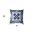 thumbnail image 4 of 20" X 20" Peacock Blue Light Blue Geometric Zippered Suede Throw Pillow, 4 of 5