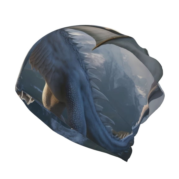 Vsdgher Mountain White Dragon Slouchy Beanie Hat for Men/Women, Skull Cap Chemo Cap Night Sleeping Cap