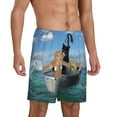 thumbnail image 2 of Naloa Two Brave Cats Are Floating On The Sea Iceberg Men's Short Pajama Pants, Lounge Comfort Shorts with Elasticized Waistband and Side Pockets - Large, 2 of 9