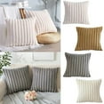 thumbnail image 5 of Throw Pillow Covers 18x18 Inch, Soft Plush Striped Decorative Pillow Covers with Velvet Back Double Sided Fluffy Shaggy Cushion Covers for Sofa Couch Bed Living Room Home Decor, 5 of 5