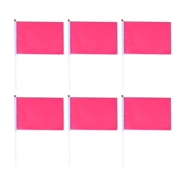 GOOHOCHY 50 piezas Banderas cuadradas de mano Color sólido Mini bandera Fuentes de fiesta Banderas de celebración de fiesta (Rosa)
