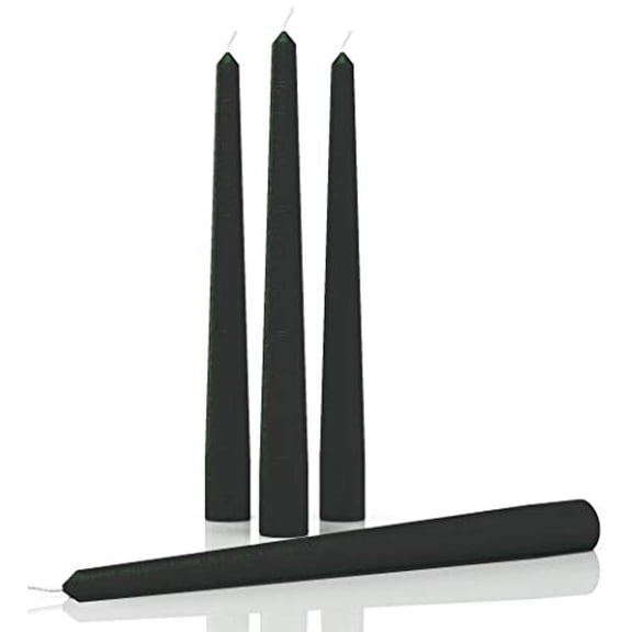 CANDWAX 8 inch Taper Candles Set of 4 - Dinner Candles Dripless - Tall Candles Long Burning Perfect for Dinner, Party or Wedding Candles Decor - Coal Green Candles