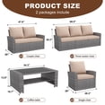 thumbnail image 4 of UDPATIO Outdoor Sectional Conversation Sets，Gray Wicker Patio Furniture Set，3-piece outdoor sofa set for Balcony, Porch, Backyard, Beige, 4 of 8