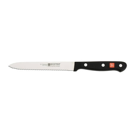 - Wusthof 5 Inch Utility Knife, Gourmet Series | Full Tang, High Carbon Stain Resistant Serrated Blade For Efficient Slicing