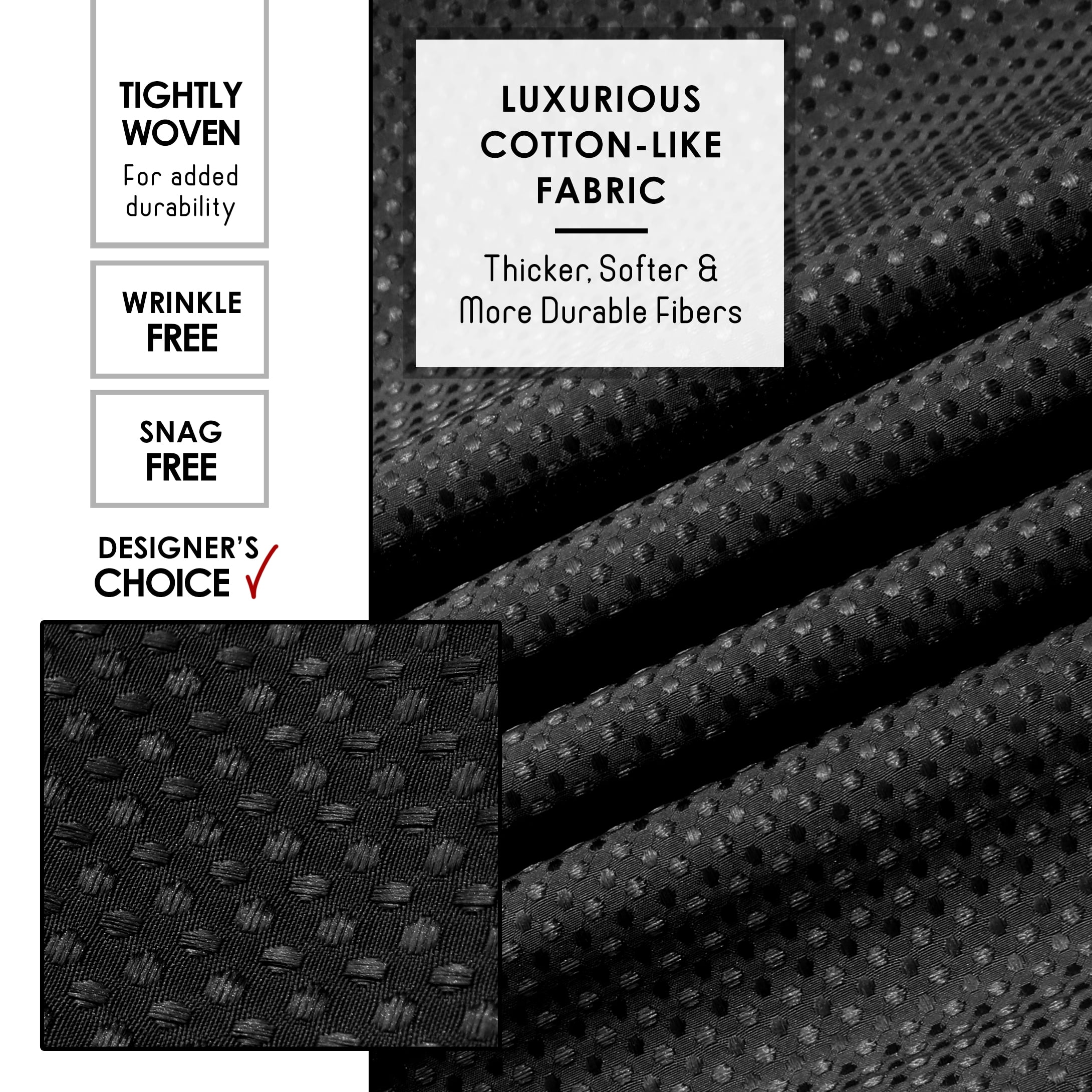 LammaLoe Black Shower Curtain, Waffle Weave Heavy Duty Fabric Shower Curtain, 72” x 72" Hotel Luxury 256 GSM Bathroom Curtains