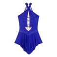 thumbnail image 6 of YONGHS Women's Figure Skating Dress Glittery Rhinestone Halter Strappy Back Ballet Dance Leotard Blue XXL, 6 of 7