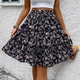 thumbnail image 2 of WTOBBY Women's Fashionable Floral Print Casual Skirt with Elastic Waist and Adjustable Strap, Versatile Half Skirt Design for Everyday Wear, Boho Chic Summer Outfits,Black L, 2 of 5