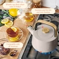 thumbnail image 5 of Beautiful 1.8L Ceramic Non-Stick Stovetop Tea Kettle, Porcini Taupe by Drew Barrymore, 5 of 12