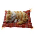 thumbnail image 2 of Dormir Gato Decoración Felpa Relleno Sonido Simulación Animal amarillo Cola Gato de simulación, 2 of 8