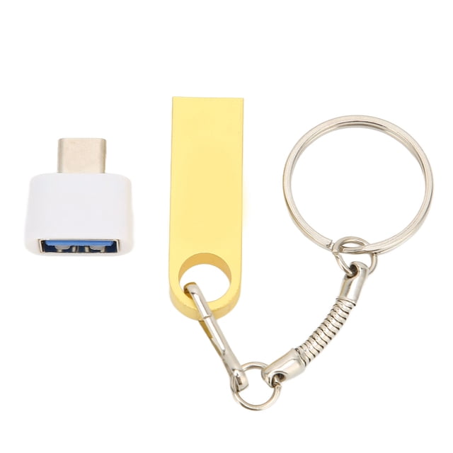 Disco flash USB Usb2.0 TypeC Teléfono móvil Computadora Disco U de doble uso Unidad flash de alta velocidad con llavero (64 GB dorado)