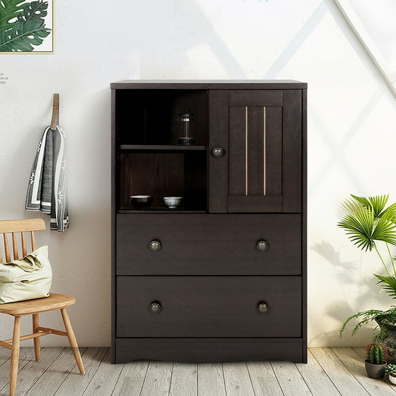 Topcobe Storage Cabinet with 2 Drawers, Floor Storage Cabinet with Drawer, Modern Accent Cabinet for Living Room, Bedroom, Kitchen