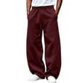thumbnail image 2 of Gizkkal Baggy Sweatpants for Men Drawstring Elastic Waist Trousers Casual Loose Workout Wide Leg Pants with Pockets, 2 of 5