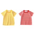 thumbnail image 1 of (2-Pack) Rinsvye Kids Striped Short Sleeve T Shirt Unisex Design Top And Girls Basic Yet Stylish Item For Wardrobe Layering Or Standalone Wear Soft Comfortable Fit, 1 of 7
