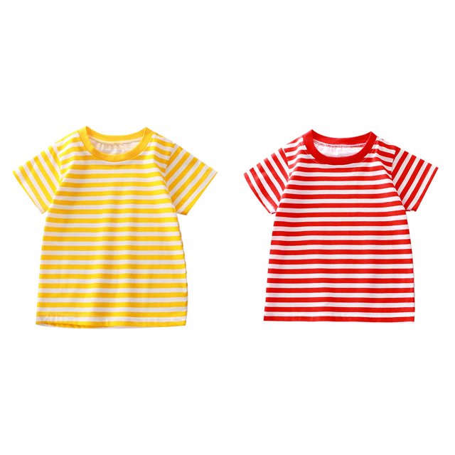 (2-Pack) Rinsvye Kids Striped Short Sleeve T Shirt Unisex Design Top And Girls Basic Yet Stylish Item For Wardrobe Layering Or Standalone Wear Soft Comfortable Fit