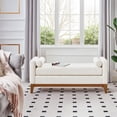 thumbnail image 2 of S-HOME Large Upholstered Boucle Fabric Ottoman with Pillows, Window Bench for Living Room, Home Entryway Seating, Ivory, 2 of 7